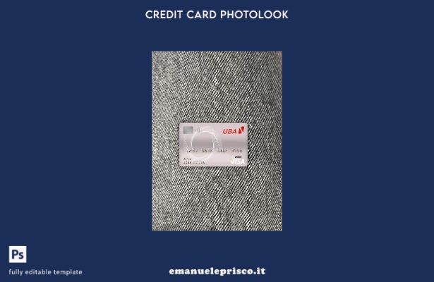 modello frontale photolook per carta di debito visto bancario Camerun UBA in sti